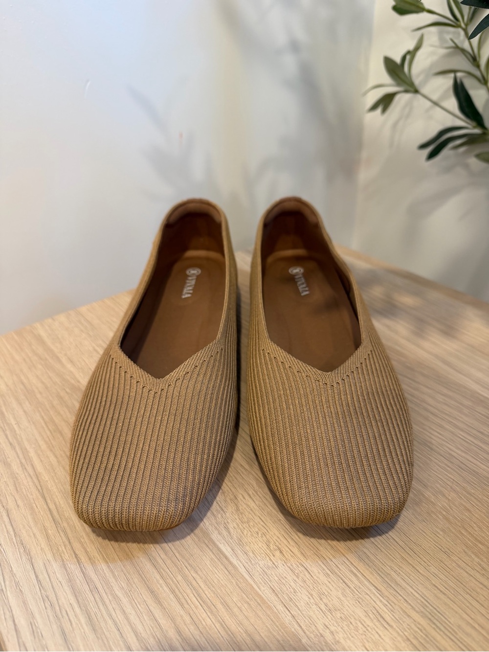 Women's Knit Slip-On Loafers in Tan - Classic Everyday Flats